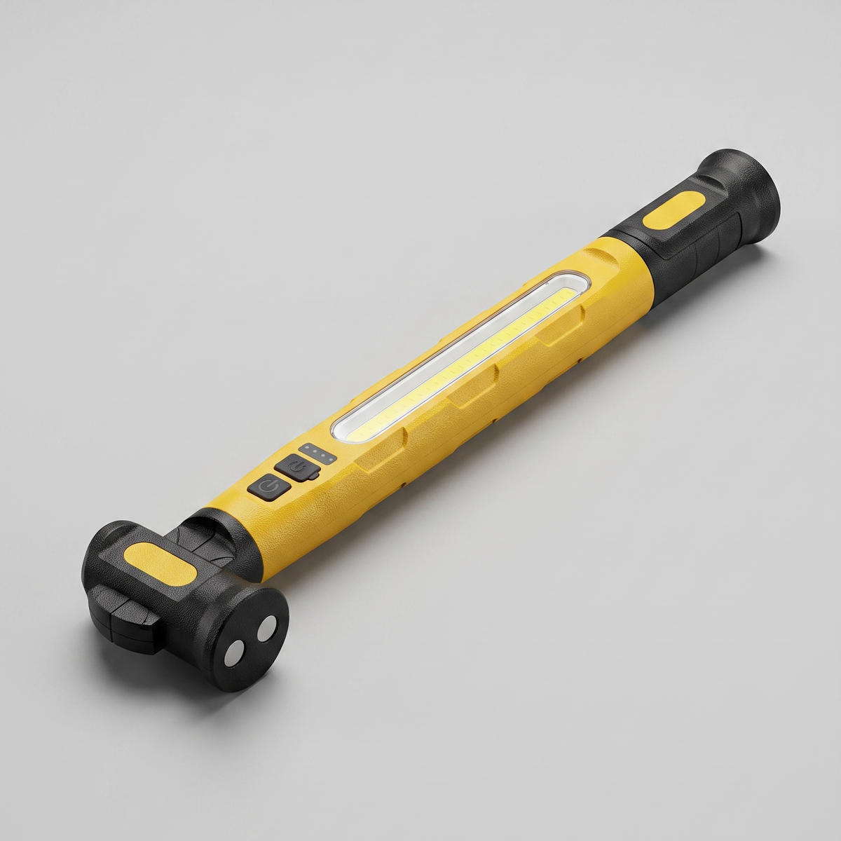 Lampe de travail COB à tête orientable et base aimantée, vue de trois quarts