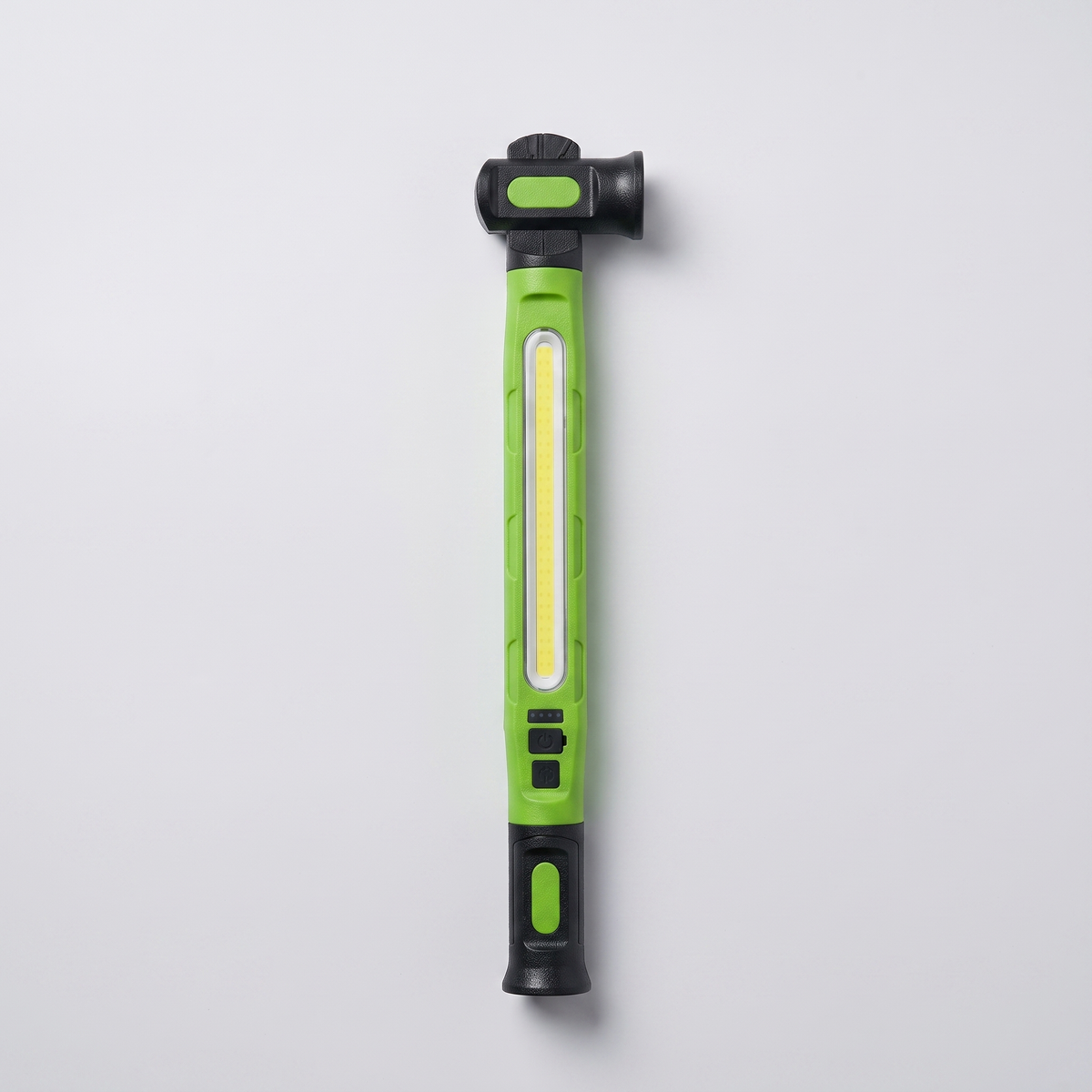 Lampe d'atelier LED COB rechargeable à base aimantée, debout sur fond clair