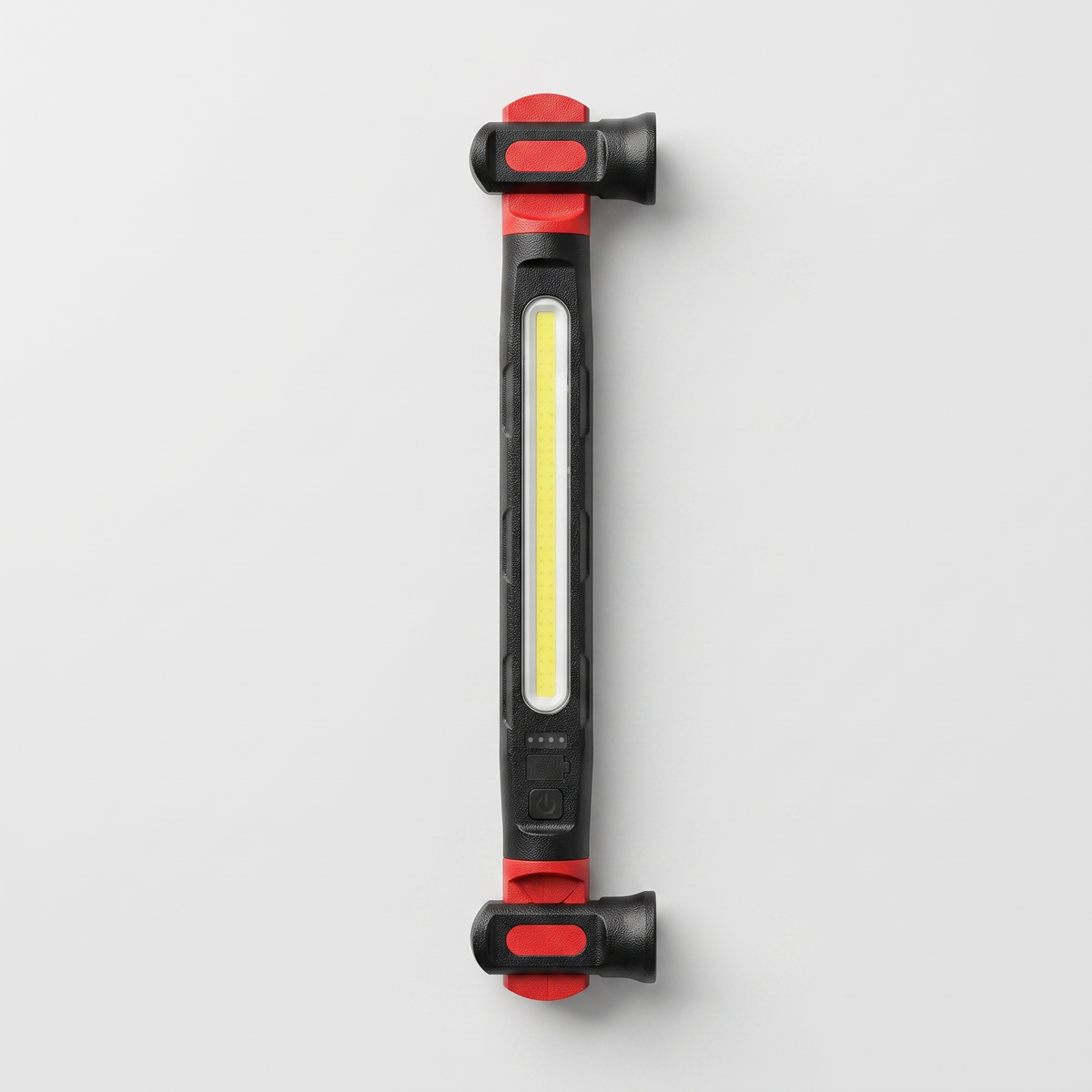 Lampe d'atelier LED COB noire et rouge, vue de face
