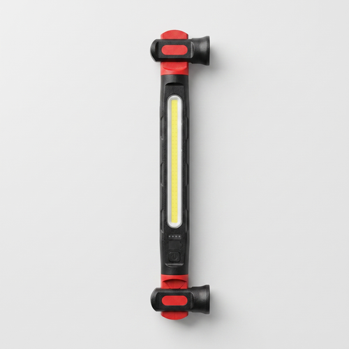Lampe d'atelier LED COB noire et rouge, vue de face